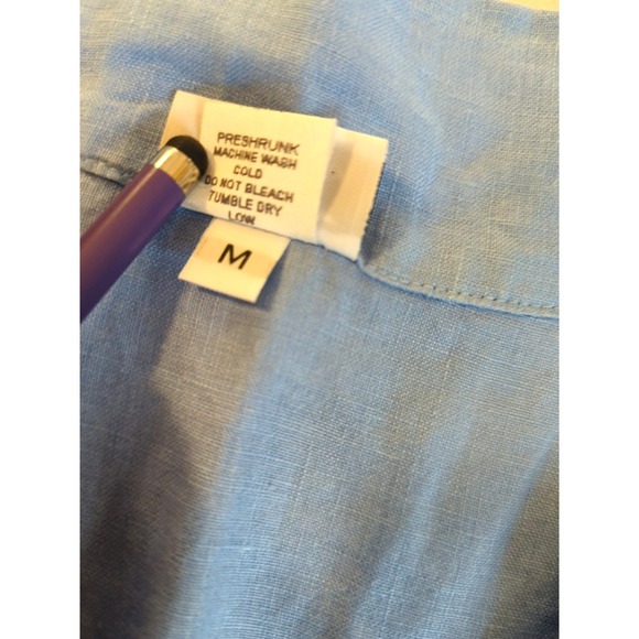 Habitat Clothes To Live In Shirt M 100% Linen Blue Button Up Relaxed Polished - Picture 6 of 8